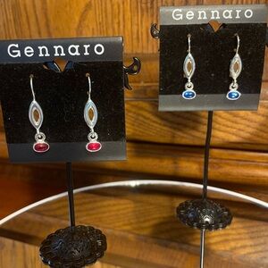 Gennaro (set) Sterling Silver Earrings with Red and Blue Cabochon stones
